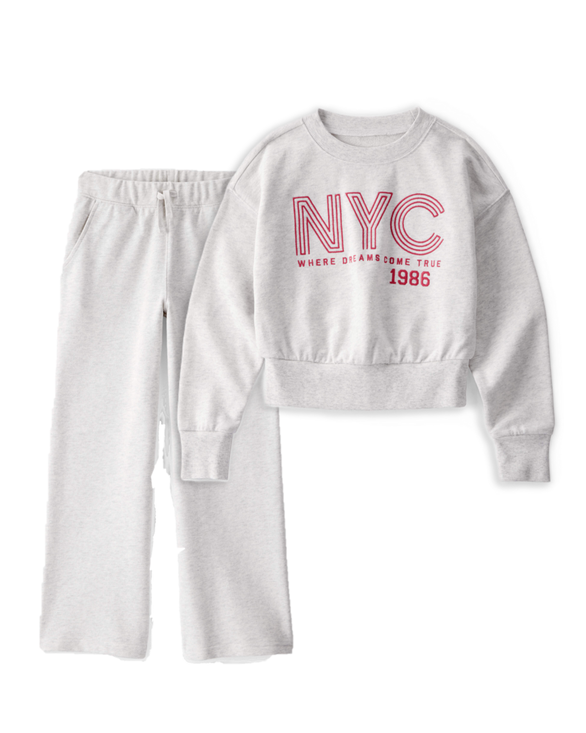 Girls 2-Piece NYC Graphic Sweatshirt & Drawstring Pants Set