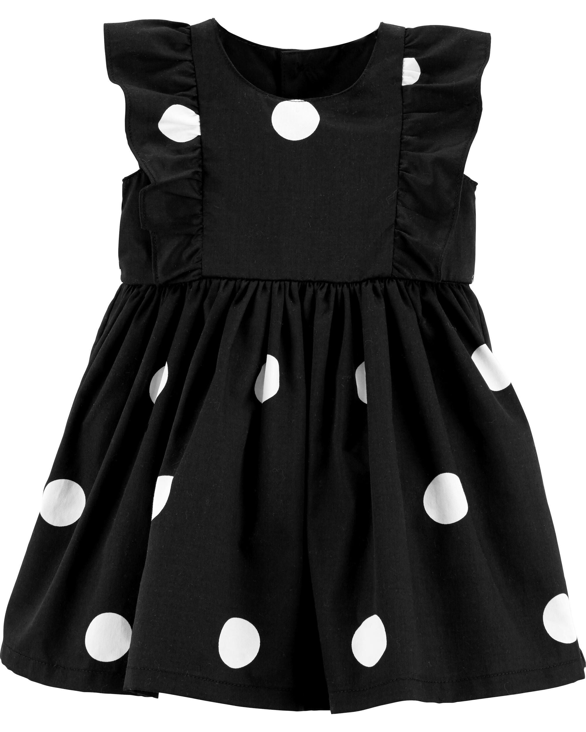 baby black and white polka dot dress