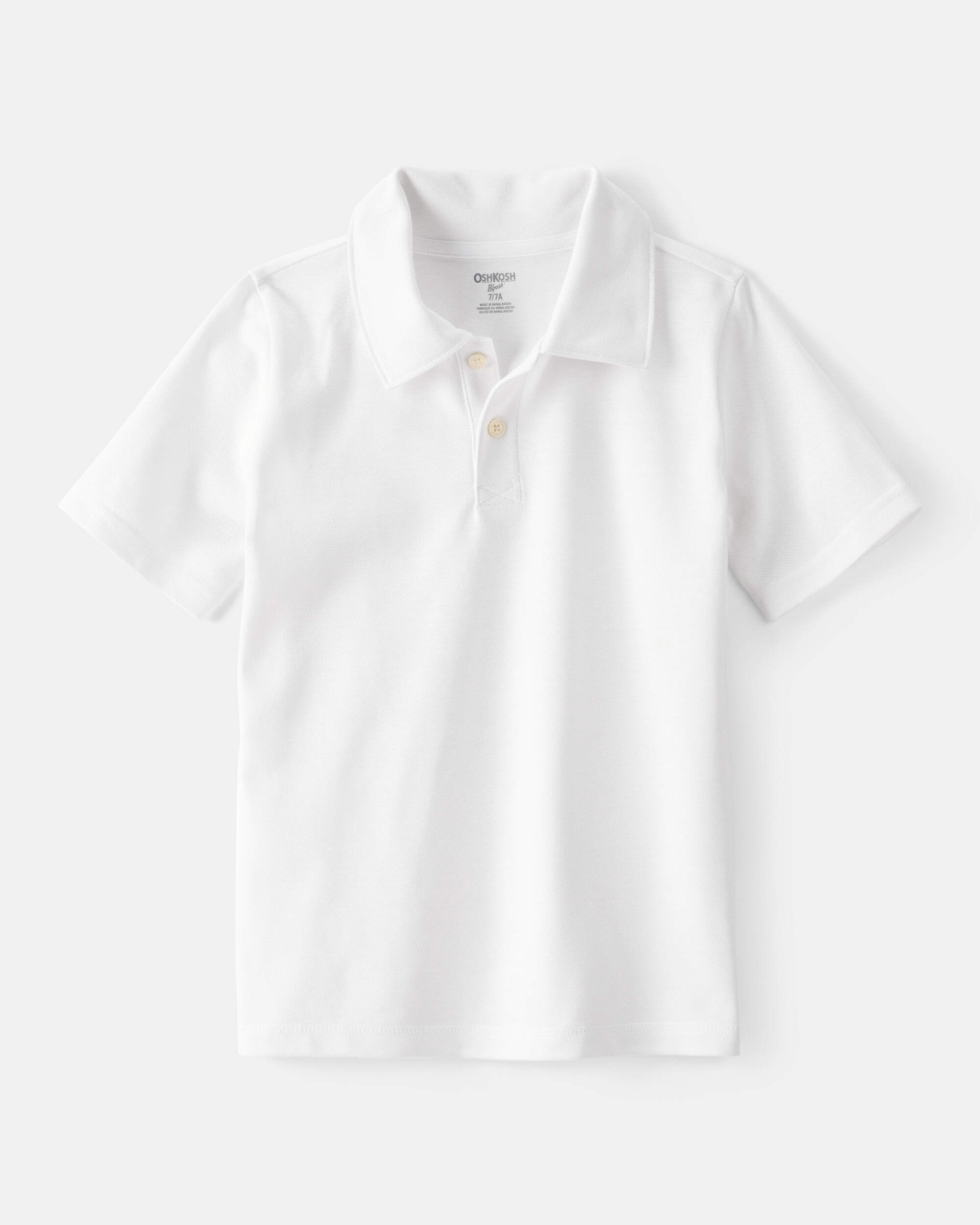OshKosh Bgosh Boys Pique Uniform Polo Shirt - White 7 White 9$