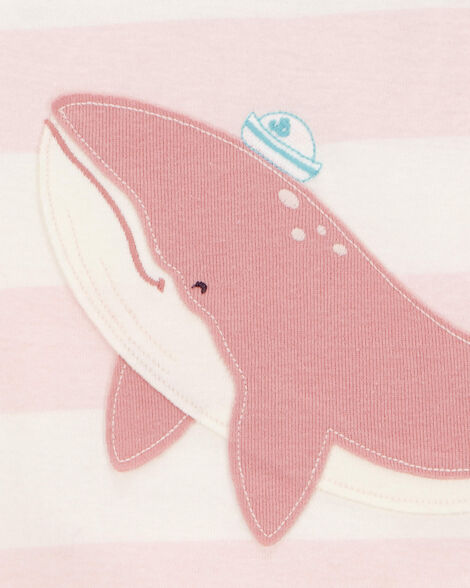Product image 3 of Toddler Whale Striped Snug Fit Cotton 4-Piece Pajamas