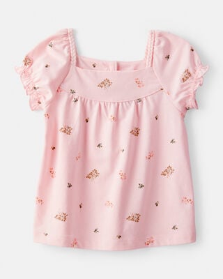 Toddler Girl Cowgirl Boot Cotton Short-Sleeve Top - Pink