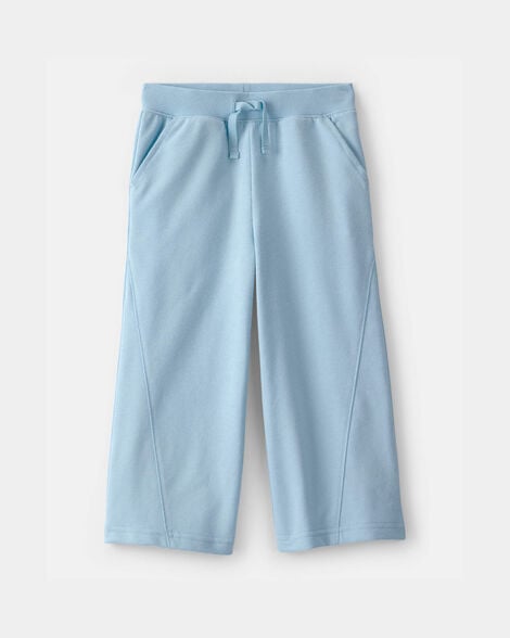 toddler girl french terry wide-leg pants - blue
