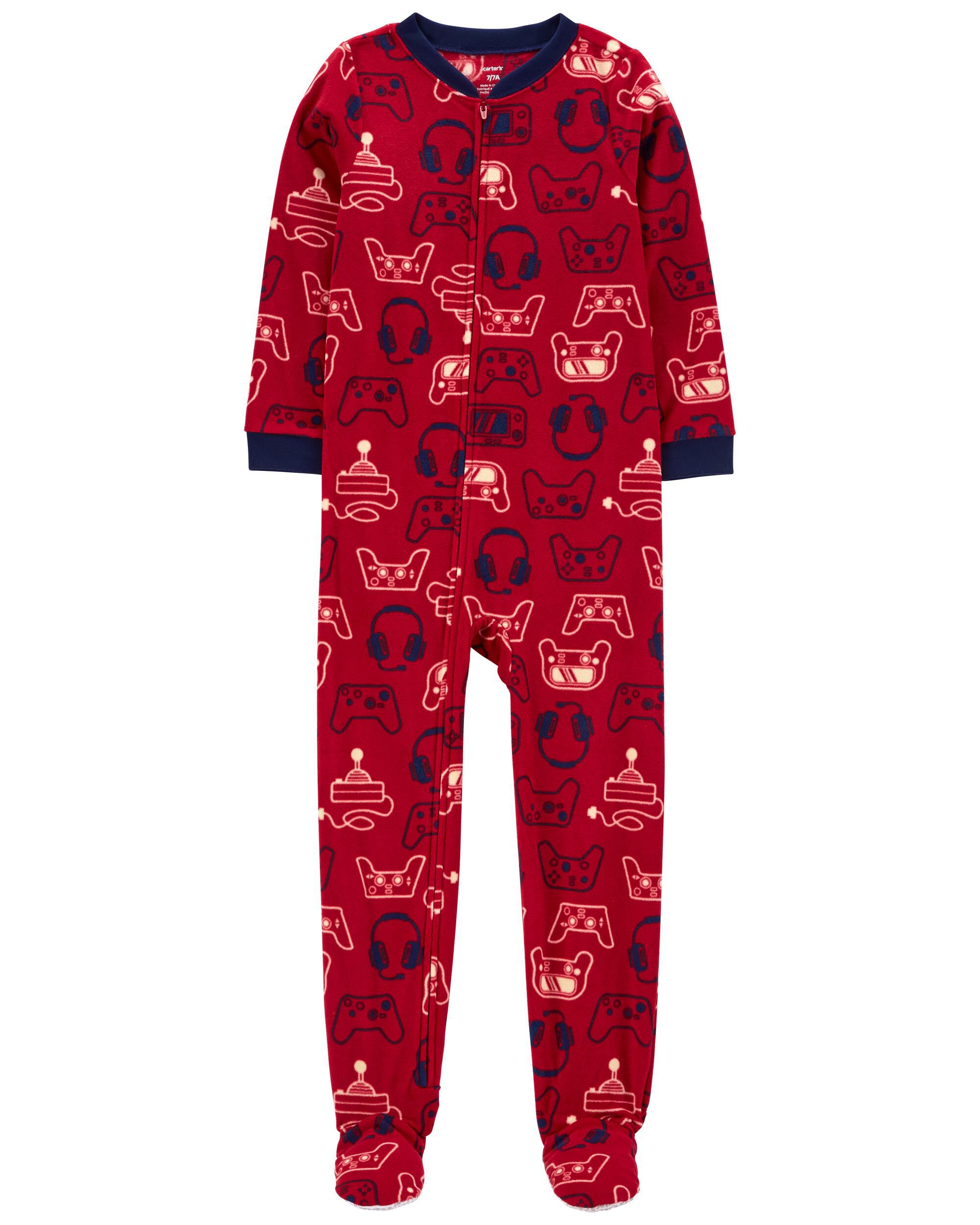 New Carter's Boys Bear Pajama set Snug Fit Long Sleeve Pants Red Black 