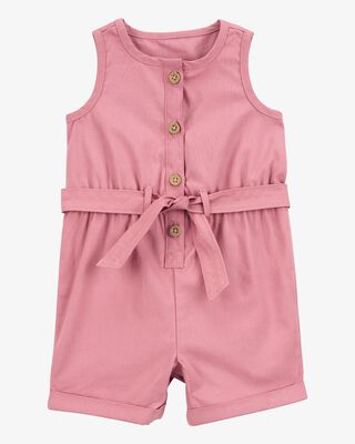 Product image 1 of Baby Sleeveless Canvas Romper -Pink
