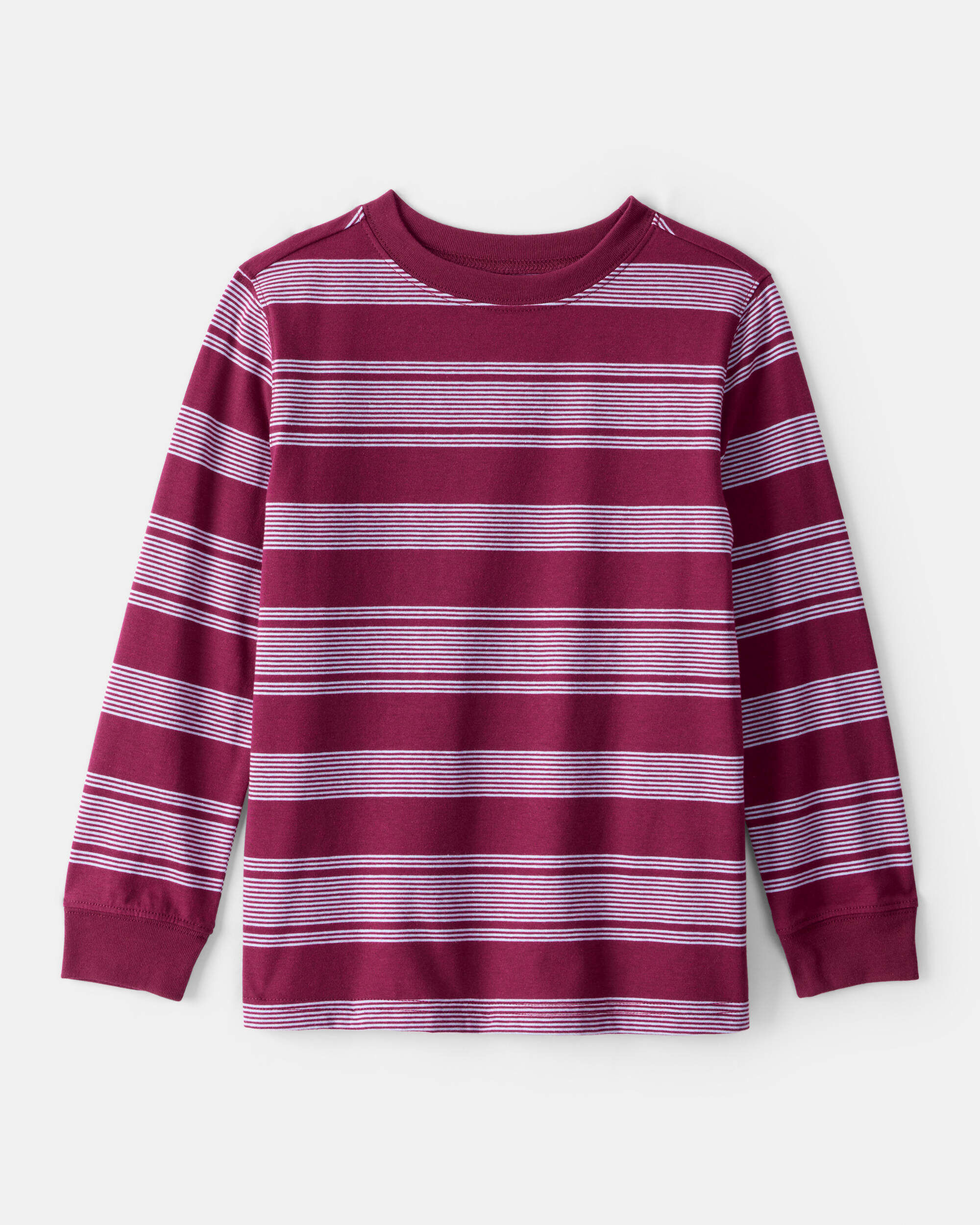 Boys Striped Long-Sleeve Tee - Burgundy