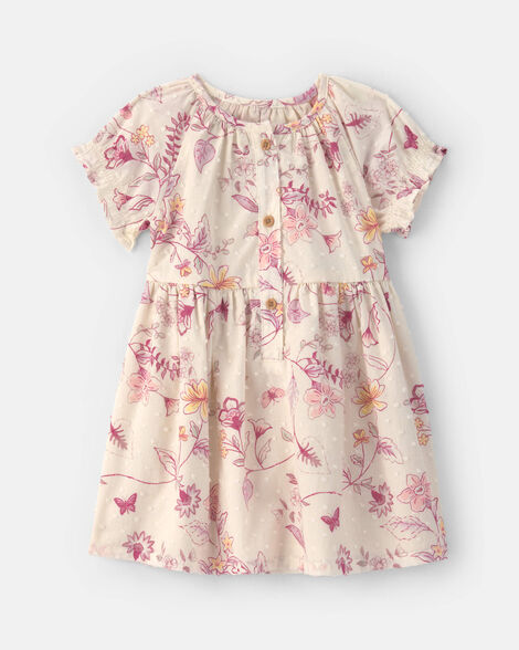 Baby Girl Floral Puff-Sleeve Dress - Ivory