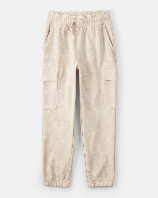 Product image 1 of Boys Acid Wash Print French Terry Jogger - Cream