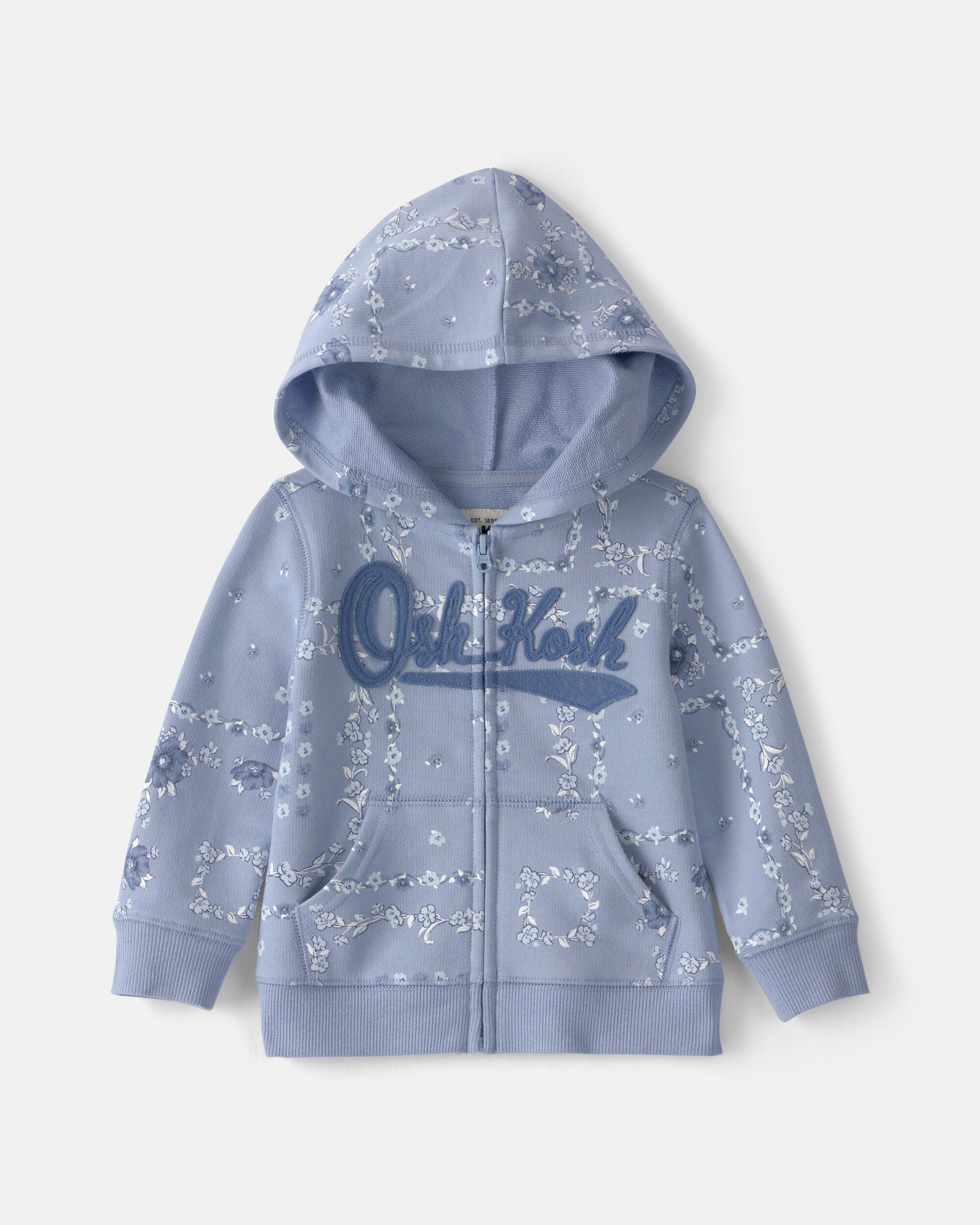 OshKosh Bgosh Baby Girls Girl Floral OshKosh Logo Zip-Up Hoodie - Blue 18M Blue 22$