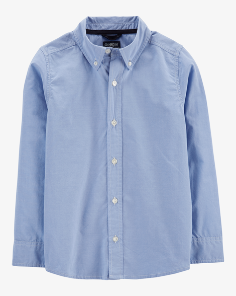 Boys Long Sleeve Button-Front Uniform Shirt - Blue