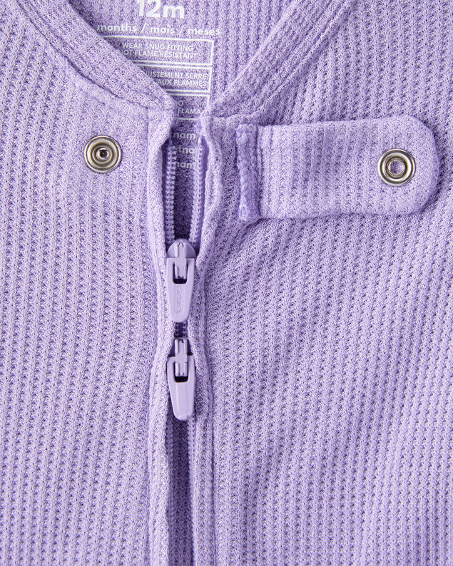Product image 2 of Baby Girl PurelySoft Long-Sleeve 2-Way Zip 1-Piece Pajamas - Purple