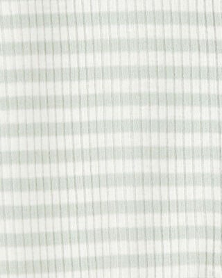 Product image 2 of Baby Striped 2-Way Zip Ribbed Sleep & Play Pajamas - Green/White