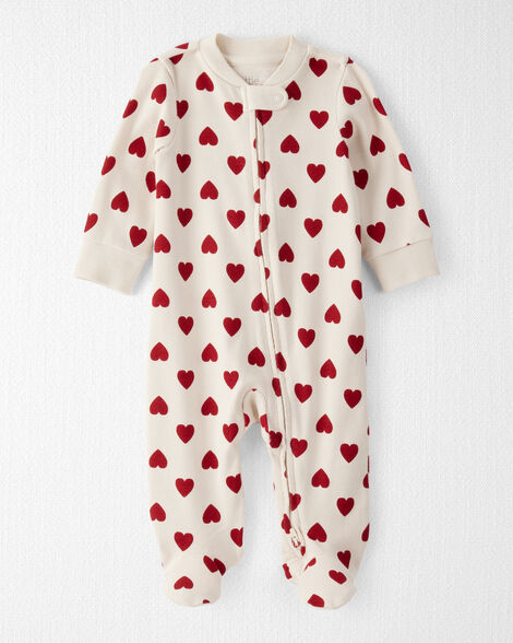 Baby Organic Cotton Sleep & Play Pajamas in Forever Hearts Print