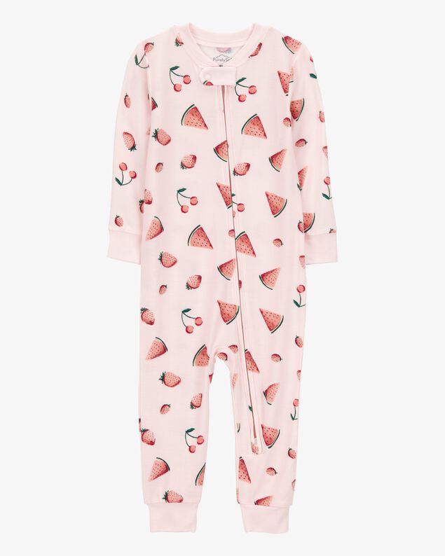 Product image 1 of Baby Fruit Print Zip-Up PurelySoft Footless 1-Piece Pajamas - Pink