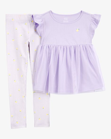  Product image 1 of Kid 2-Piece Lemon Tulle Top & Legging Set - Purple