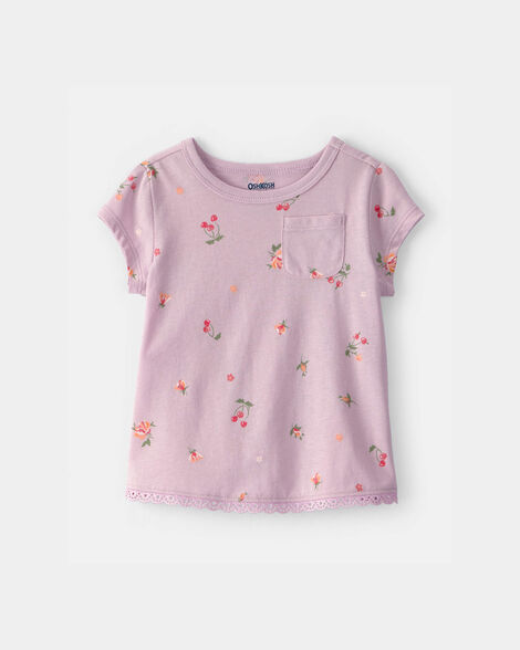 Baby Girl Cherry Floral Top - Purple