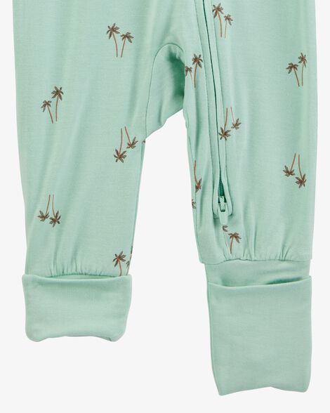  Product image 3 of Baby Palm Tree Print 2-Way Zip PurelySoft Convertible Foot Sleep & Play Pajamas - Mint