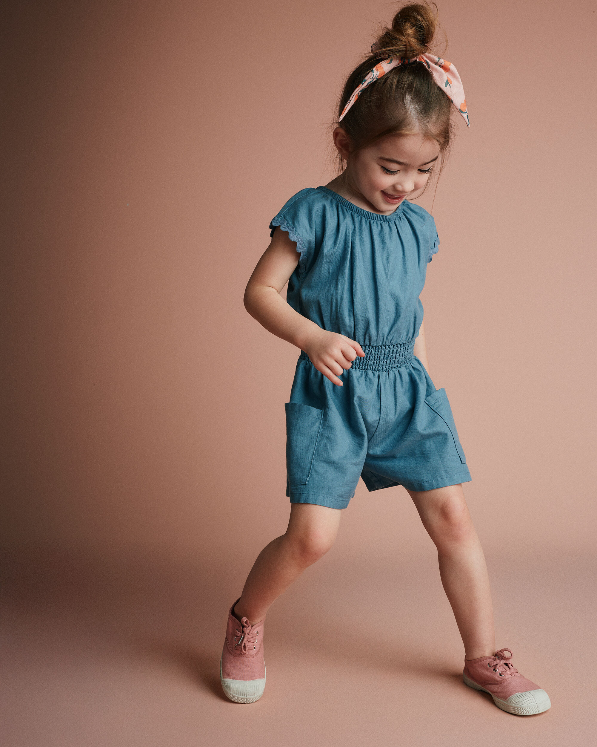 Otter Avenue Toddler Girl Ric-Rac Swing Romper with Pockets 12M Blue