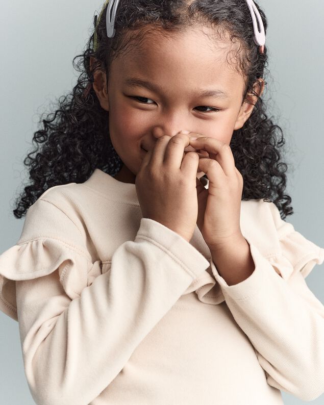 Product image 2 of Toddler Girl Mock Neck Ruffle Top - Khaki