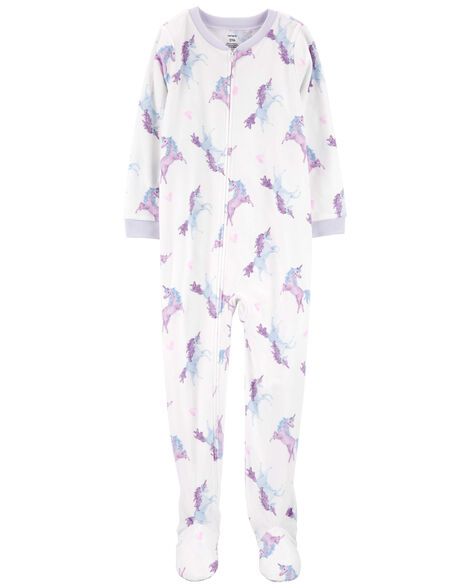 Carter's Kid Girls 1-Piece Unicorn Fleece Footie Pajamas 14 Ivory