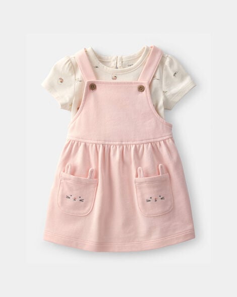 baby girl 2-piece easter bunny jumper set - pink/ivory
