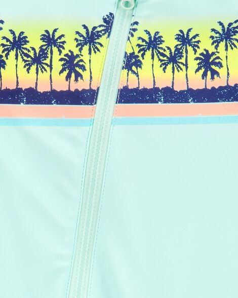  Product image 3 of Baby 1-Piece Palm Tree Short-Sleeve Rashguard Swimsuit - Mint