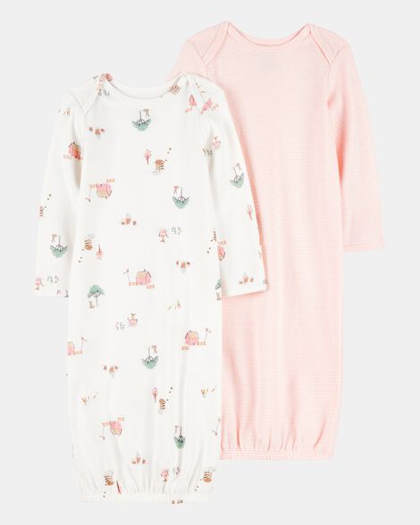 baby 2-pack sleeper gowns - pink