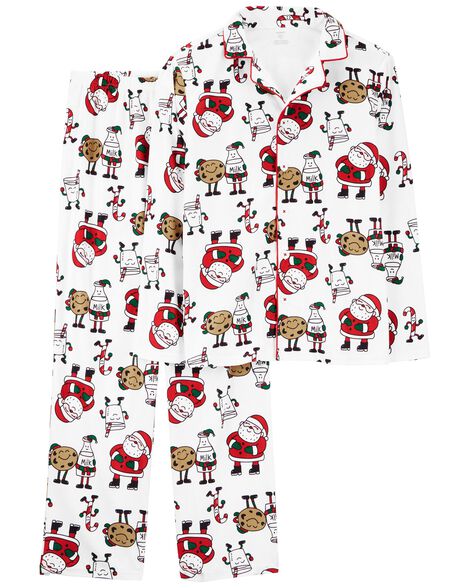  Product image 3 of 2-Piece Santa Cookies Fleece Coat-Style Pajamas