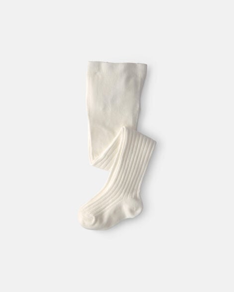 girls ribbed tights - ivory