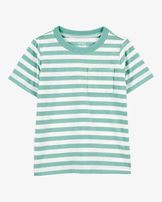 Product image 1 of Baby Striped Short-Sleeve Pocket Tee - Green