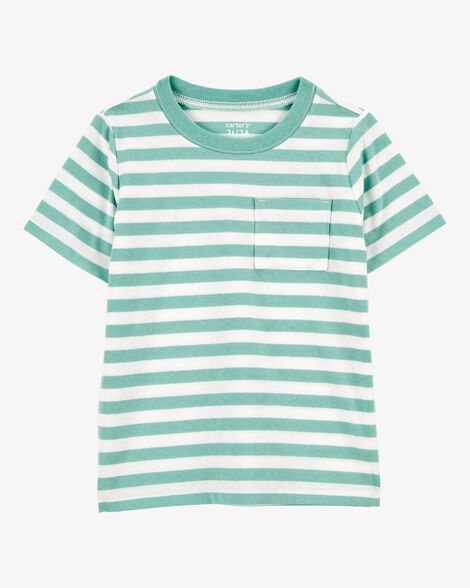  Product image 1 of Baby Striped Short-Sleeve Pocket Tee - Green