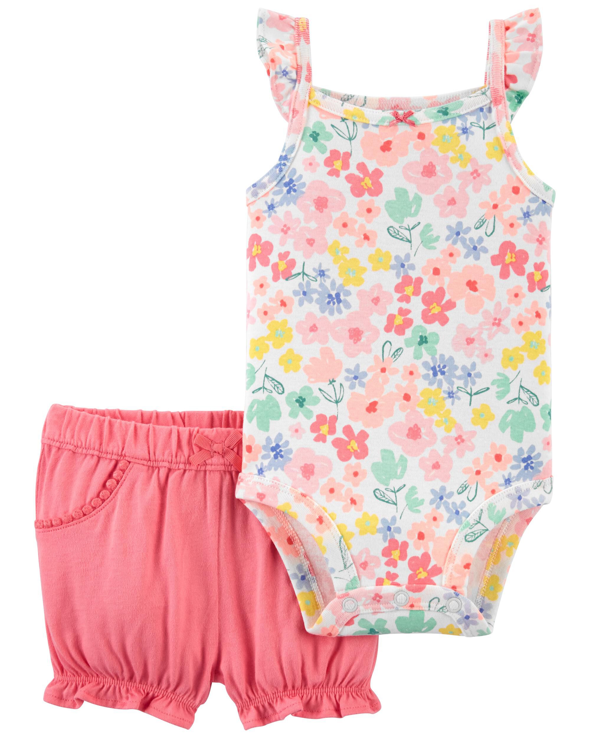 *CLEARANCE* 2-Piece Floral Bodysuit & Short Set