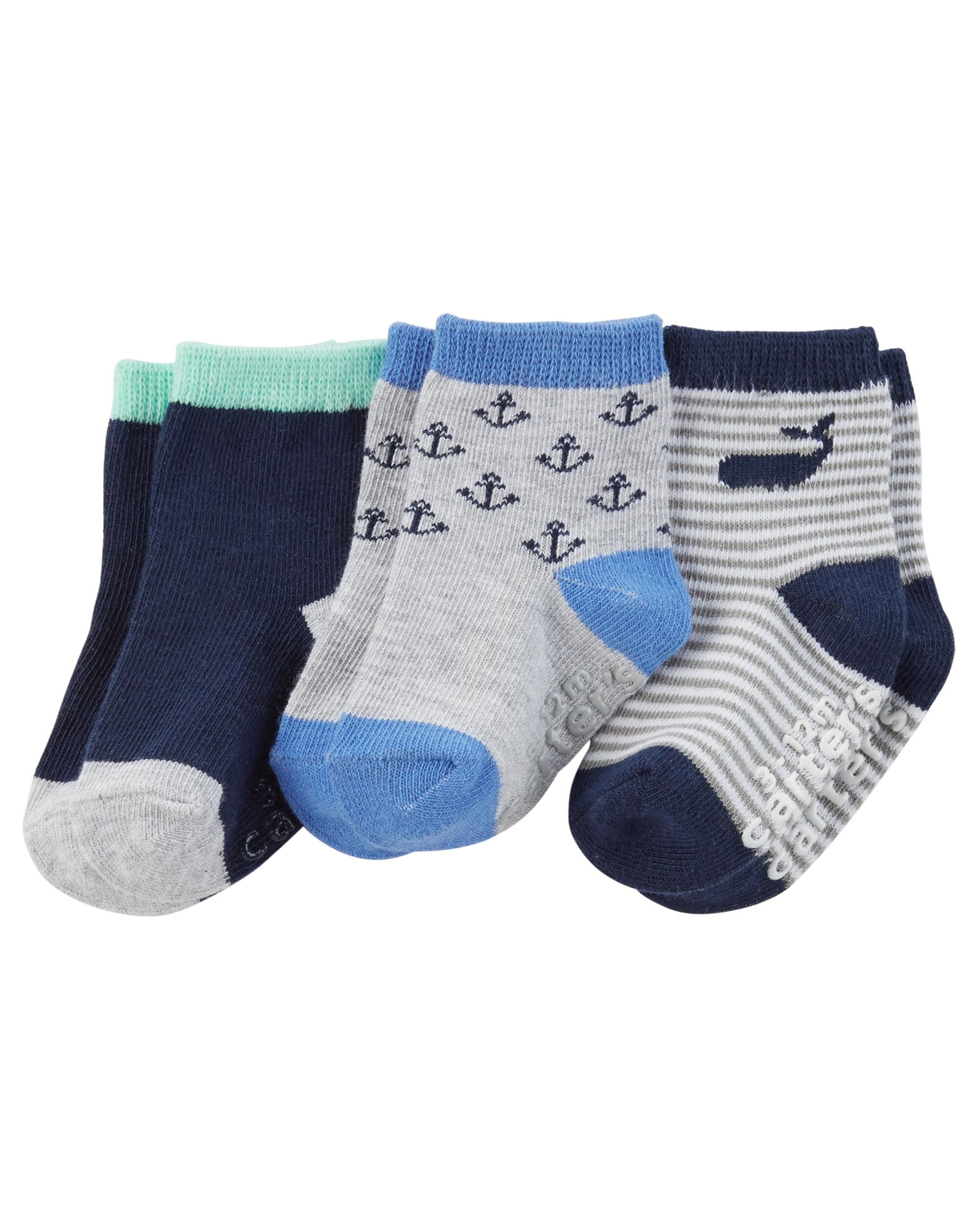 Carters Baby Boys 3-Pack Hi Socks