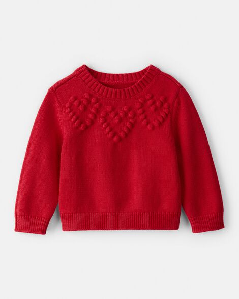 baby girl heart long-sleeve sweater - red
