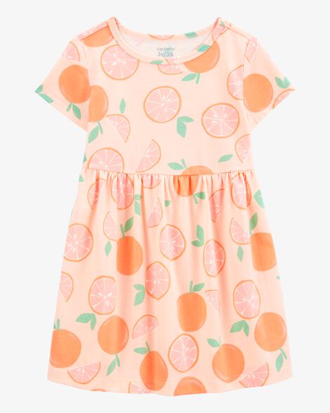  Product image 1 of Toddler Orange Print Short-Sleeve Dress