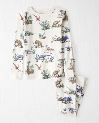 Product image 1 of Kid Dinosaur Print Organic Cotton 2-Piece Pajamas