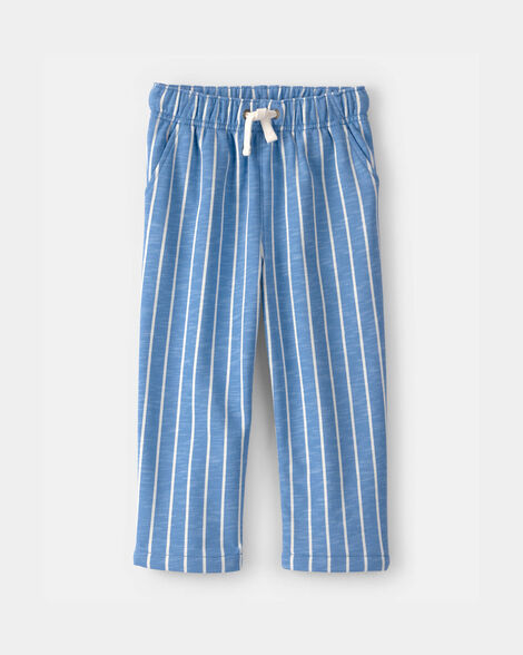 toddler striped french terry pants - blue/white