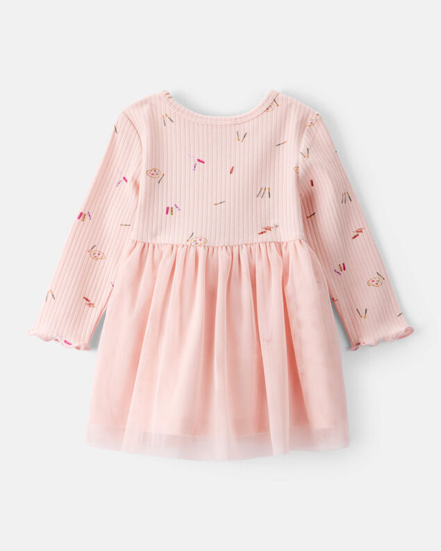 Product image 2 of Baby Girl Heart Print Long-Sleeve Dress - Pink