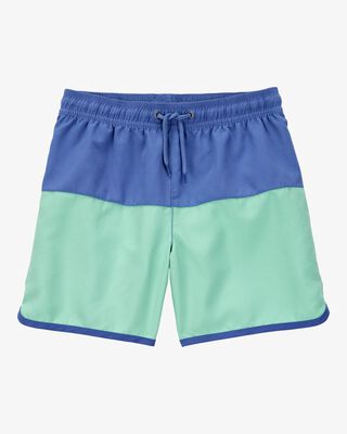 Product image 1 of Kid Colorblock Swim Trunks - Green/Blue