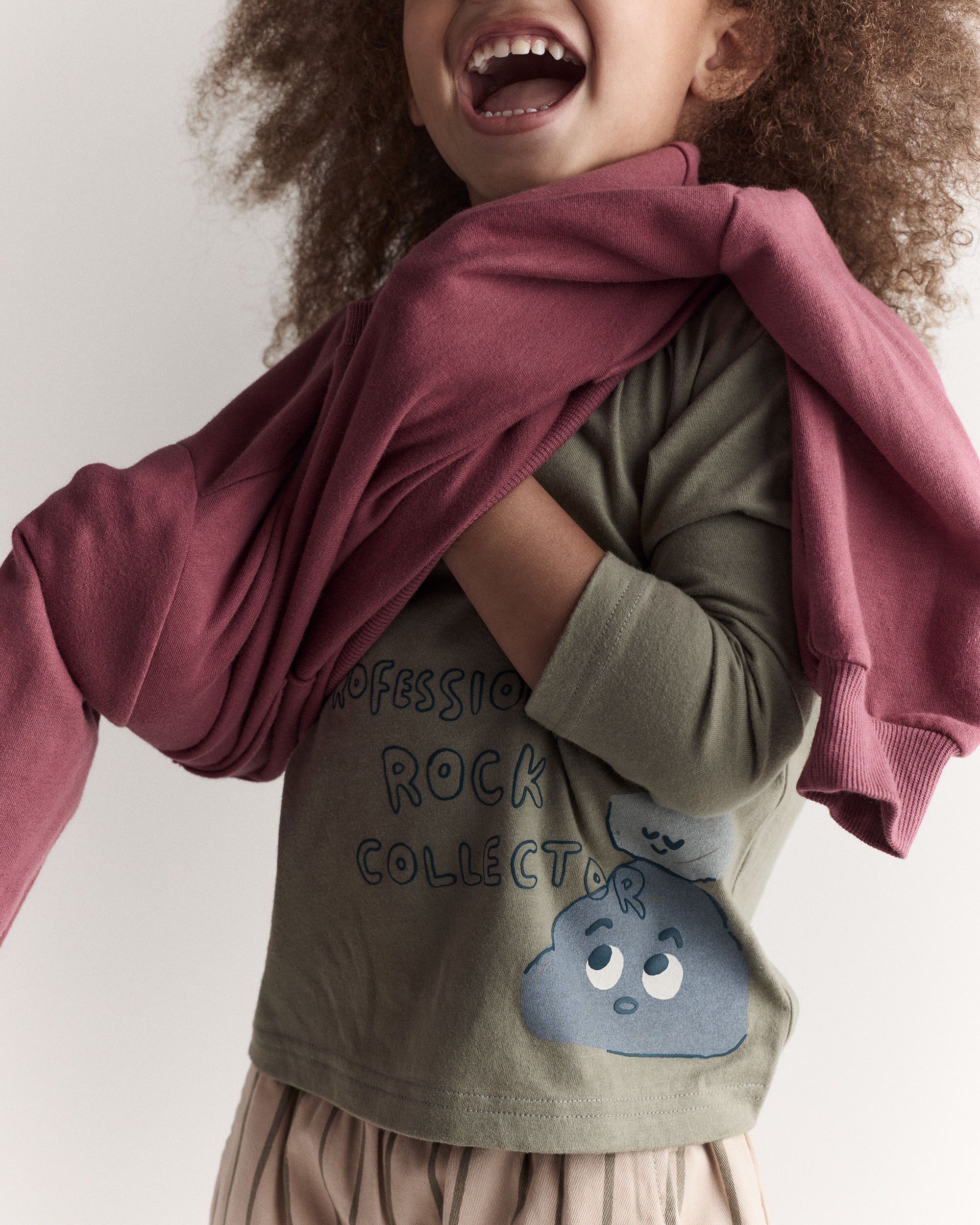 Toddler 'Rock Collector' Long-Sleeve Relaxed Graphic Tee - Olive