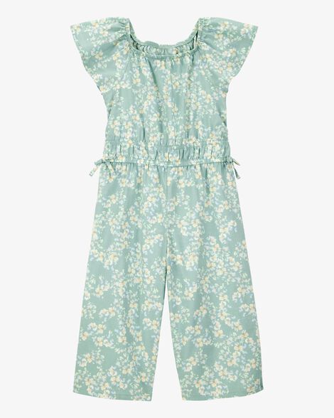  Product image 1 of Toddler Floral Short-Sleeve Jumpsuit - Green