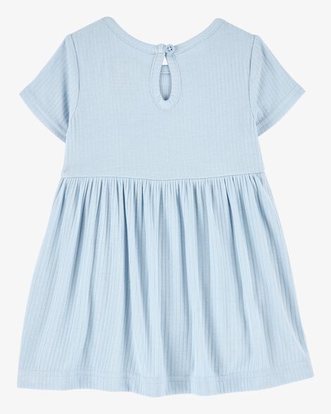 Product image 3 of Baby Girl Solid PurelySoft Bodysuit Dress -Blue