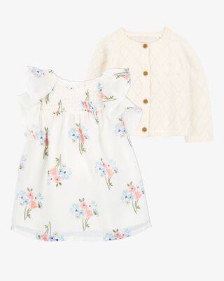 Product image 1 of Baby 2-Piece Floral Dress & Cardigan Set