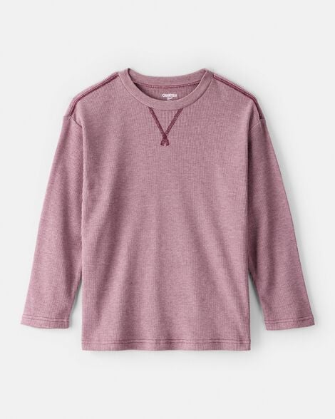Boys Solid Thermal Long-Sleeve Tee - Burgundy