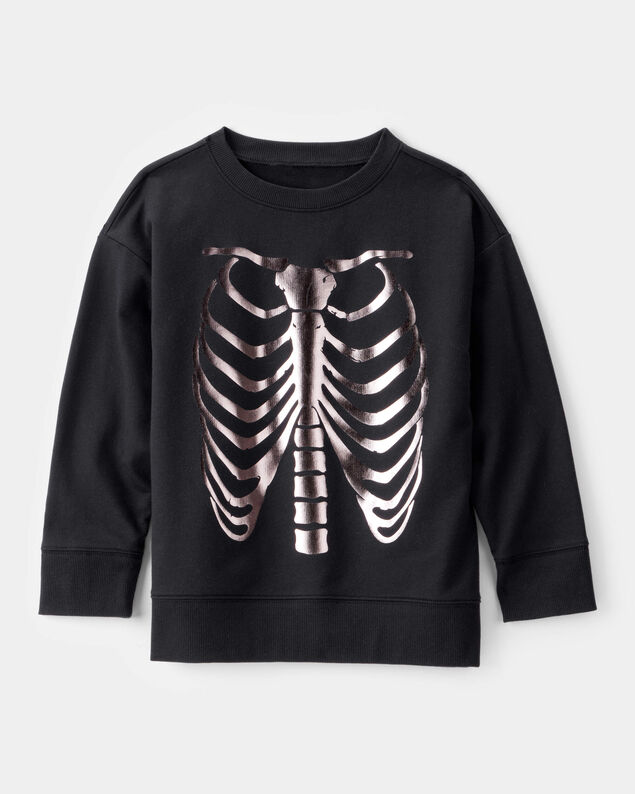 Product image 1 of Boys Metallic Skeleton Long-Sleeve Graphic Tee - Black