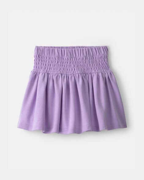 girls french terry smocked skort - purple
