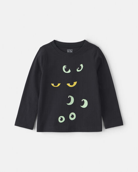 toddler halloween eyes long-sleeve graphic tee - black