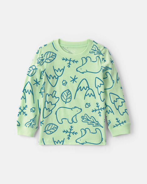 toddler boy winter long-sleeve t-shirt - green/blue
