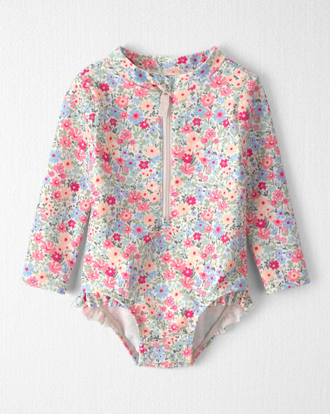 Baby Girl Recycled Rashguard Swimsuit in Meadow Mix