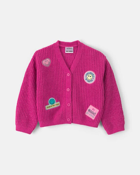 girls smileyworld cardigan sweater - pink