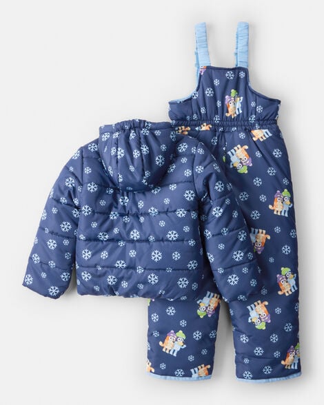 Toddler 2-Piece Bluey™ Hooded Snowsuit Jacket & Bib Set - Blue